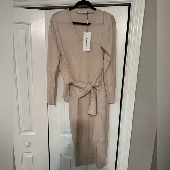 Thakoon Wrap Sweater Dress Oatmeal - Picture 2 of 6